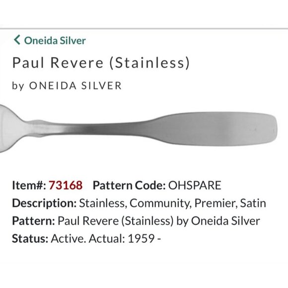 Oneida Paul Revere Stainless Steel Teaspoons Set Of 4 Satin Finish flatware - Picture 2 of 3